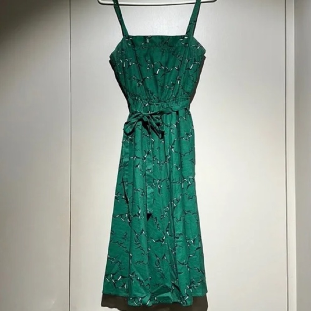 Urban Outfitters green bird midi dress
